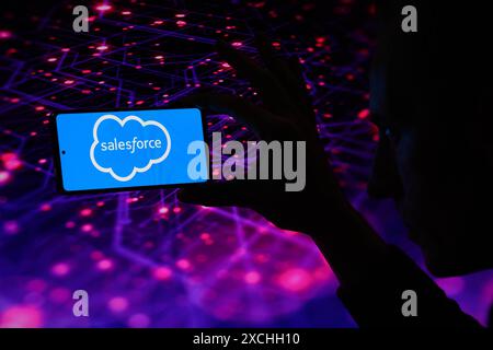 Brussels, Belgium. 16th June, 2024. The Salesforce logo is being displayed on a smartphone, seen in this photo illustration. Taken in Brussels, Belgium. On June 16, 2024. (Jonathan Raa/Sipa USA) *** Strictly for editorial news purposes only *** Credit: Sipa USA/Alamy Live News Stock Photo