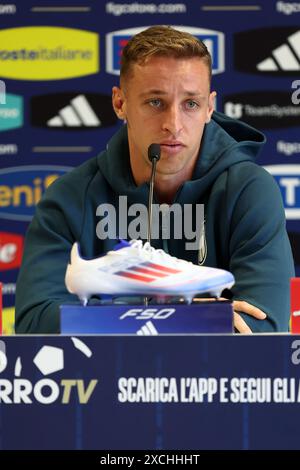 Iserlohn, Germany. 17th June, 2024. Davide Frattesi during press conference at Casa Italia on June 17, 2024 in Iserlohn, Germany . Credit: Marco Canoniero/Alamy Live News Stock Photo