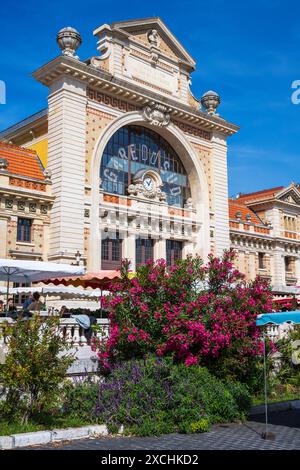 Former railway station Gare du Sud building on Avenue Malaussena in Liberation District of Nice, French Riviera, Côte d'Azur, Provence, France Stock Photo