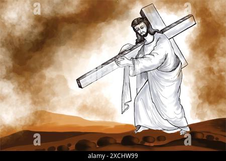 Good friday of jesus christ crucifixion poster background Stock Vector