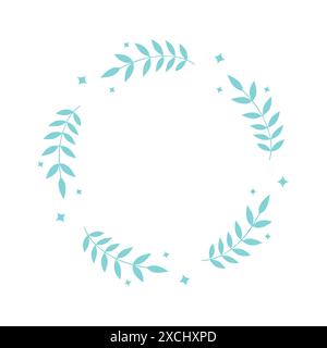 a simple green plant frame, round. Isolated on a white Stock Vector