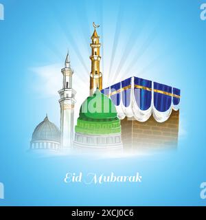 Hand drawn eid mubarak greeting card background Stock Vector