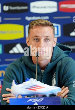 Hemberg Stadion, Germany. 17th June, 2024. Davide Frattesi of Italy attends a press conference during the Euro 2024 football european championships at Hemberg-Stadion in Iserlohn (Germany), June 17th, 2024. Credit: Insidefoto di andrea staccioli/Alamy Live News Stock Photo