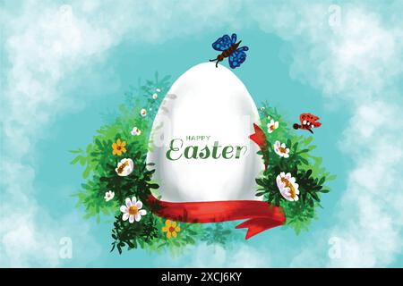 Realistic happy easter day card background Stock Vector