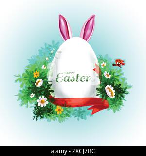 Realistic happy easter day card background Stock Vector
