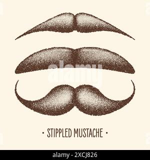 Brown Stippled Vintage Mustache. Curly Facial Hair. Hipster Beard ...