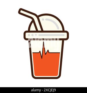 Illustration of a plastic cup with water waves like a heart rate icon Stock Vector