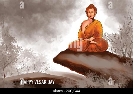 Happy vesak day budha purnima card background Stock Vector