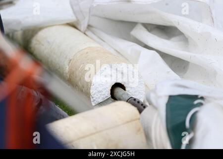 Ilkley, UK. 17th June, 2024. Ilkley Tennis Club, England, June 17th 2024: Rain Cover at W100 Ilkley on June 17th 2024. (Sean Chandler/SPP) Credit: SPP Sport Press Photo. /Alamy Live News Stock Photo