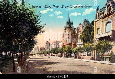 Buenos Aires, (República Argentina), Avenida Callao. - Vintage Print Poster Stock Photo