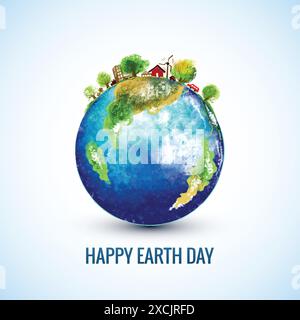 Happy earth day concept for saving planet background Stock Vector