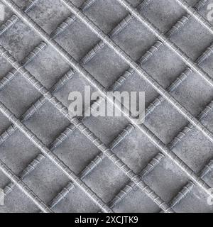 Steel reinforcement bars forming  grid pattern,  support concrete structure 3d Stock Photo