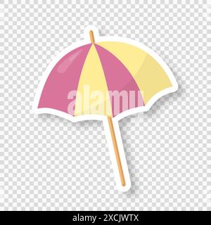A sunshade on a transparent background. An umbrella sticker with a shadow. Stock Vector