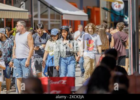 Buenos Aires, Argentina - March 17th 2024: People walking through the shopping center in the Chinatown of Buenos Aires. Stock Photo