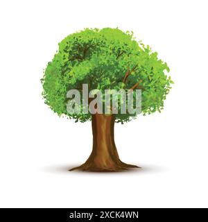 Beautiful green landscape tree on white background Stock Vector
