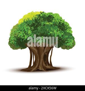 An isolated tree on white background Stock Vector