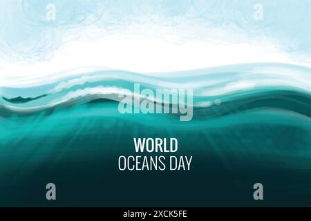 Sea waves world ocean day background illustration Stock Vector