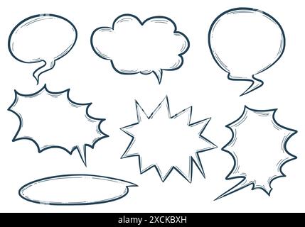 Hand drawn sketch speech bubble set Stock Vector