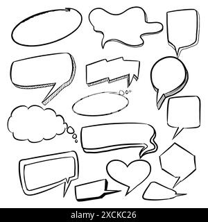 Hand drawn sketch speech bubble set Stock Vector