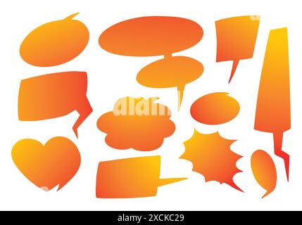 Hand drawn orange speech bubble set design Stock Vector