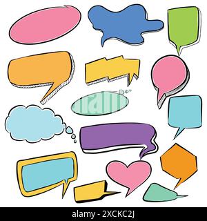 Hand drawn colorful speech bubble set design Stock Vector