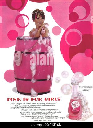 1968 Lustre Creme Lotion Shampoo Ad - Pink Is For Girls Stock Photo