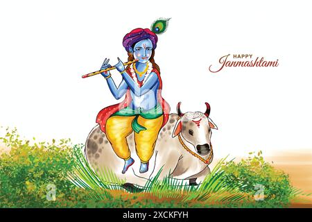 Vector Illustration of Shree Krishna for Janmashtami Stock Vector