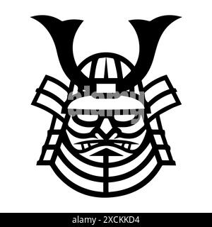 Samurai logo or modern line icon. Vector line art and icon design with bold outline. Black and white Pixel Perfect minimalistic symbol isolate white b Stock Vector
