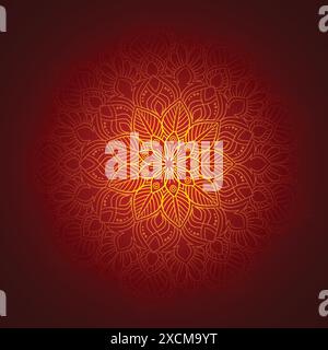 Decorative golden mandala on red background Stock Vector