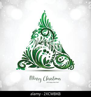 Decorative christmas tree card design Stock Vector