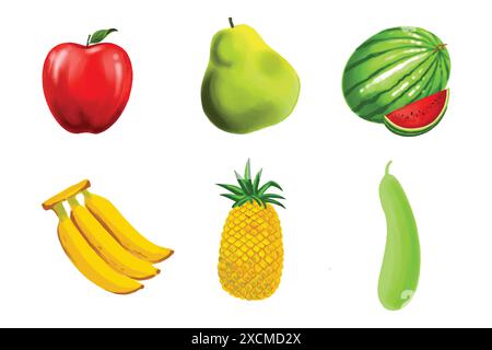 Set of colorful fruit design Stock Vector