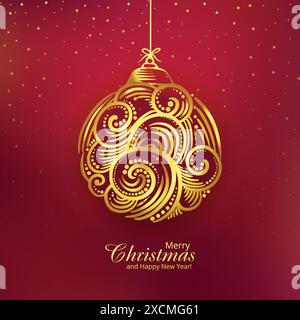 Elegant decorative floral christmas golden ball backgropund Stock Vector
