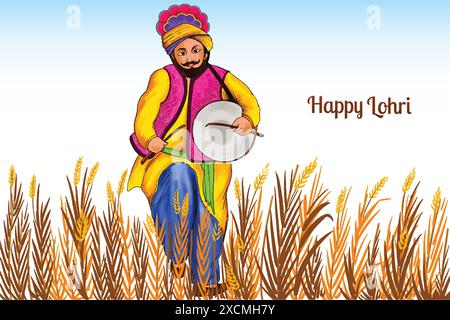 Happy lohri cultural festival of punjab background Stock Vector