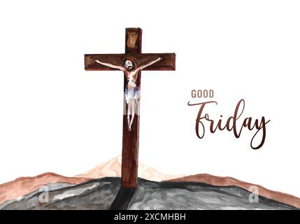 Jesus christ good friday and easter day cross background Stock Vector