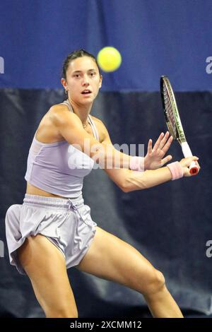 Ilkley, UK. 17th June, 2024. Ilkley Tennis Club, England, June 17th 2024: Mariam Bolkvadze during W100 Ilkley match against Naiktha Bains at Ilkley Tennis Club on June 17th 2024. (Sean Chandler/SPP) Credit: SPP Sport Press Photo. /Alamy Live News Stock Photo