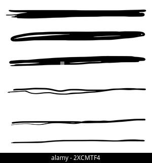 Underline Stroke Set Vector. Hand Drawn Marker Line. Pen Brush. Sketch ...