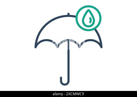 Waterproof icon. umbrella with water drop. icon related to durability. line icon style. durability elements vector illustration Stock Vector