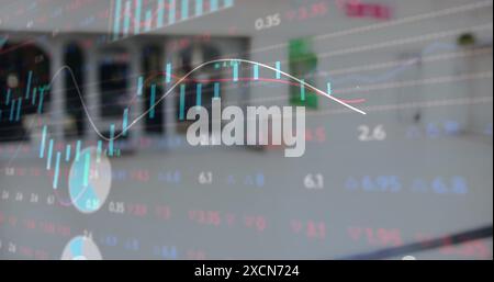 Image of financial data processing and binary coding Stock Photo