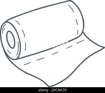 Paper towel roll doodle sketch style illustration Stock Vector