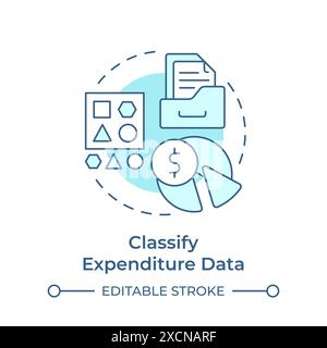Classify expenditure data soft blue concept icon Stock Vector