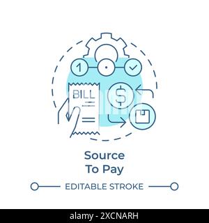 Source to pay soft blue concept icon Stock Vector