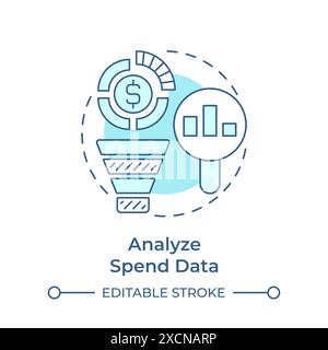 Analyze spend data soft blue concept icon Stock Vector