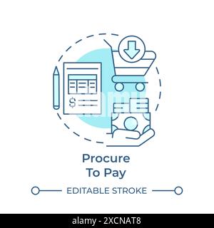 Procure to pay soft blue concept icon Stock Vector