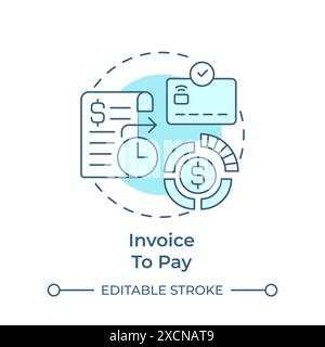 Invoice to pay soft blue concept icon Stock Vector