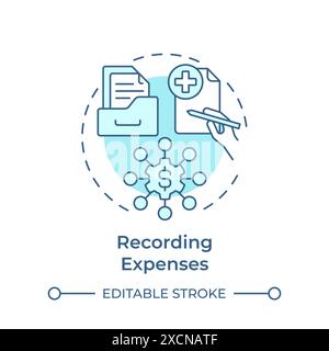 Recording expenses soft blue concept icon Stock Vector