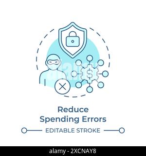Reduce spending errors soft blue concept icon Stock Vector