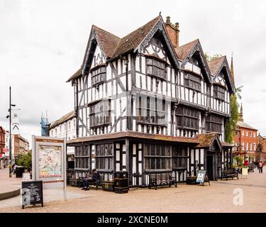 Black and White House Museum,part of Butcher's Row Hereford is a  distinctive black and white half timbered house in Hightown, built in1621. Stock Photo