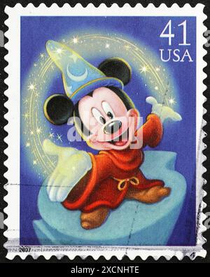 Mickey Mouse as the Sorcerer's Apprentice on postage stamp Stock Photo