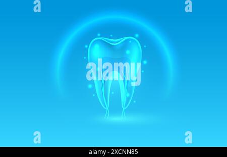 Dental x-ray, tooth scanning, Protection of teeth, treatment against viruses and caries. Vector Stock Vector