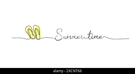 flip flops hand drawn. lineart continuous line drawing. Single line drawing for summer design. Summer Stock Vector